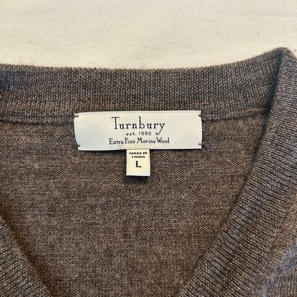 Turnbury Brown Sweater Vest L 100% Extra Fine Merino Wool - Picture 2 of 6